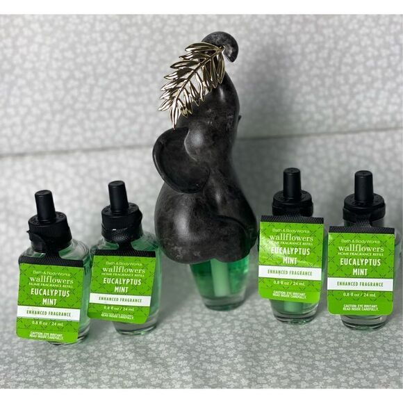 Bath and Body Works ELEPHANT Wallflower and 4 EUCALYPTUS MINT Refills - Picture 1 of 11